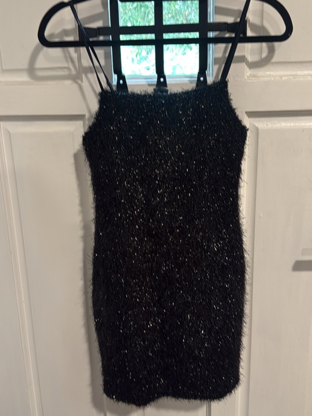 BCBGeneration Black Sparkle Fuzzy Mini Dress